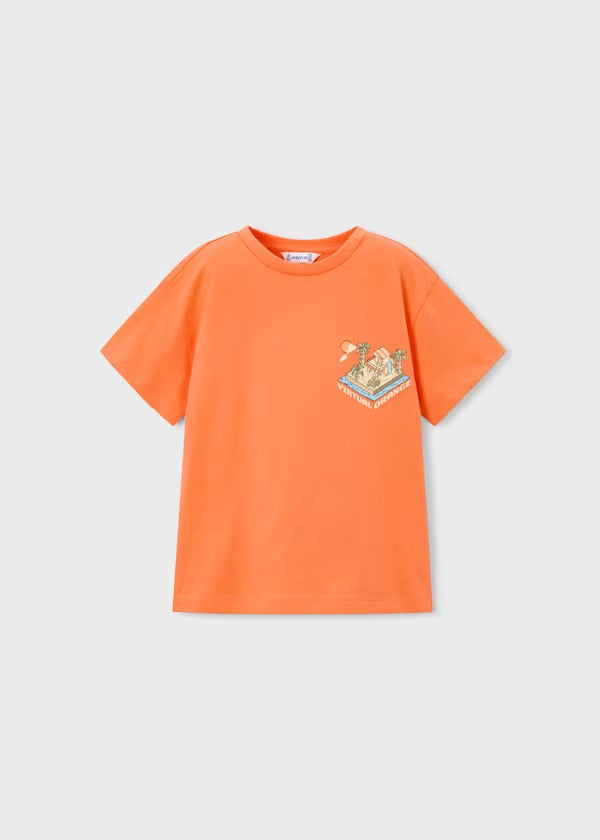 Mayoral Erkek Çocuk Kısa Kol Tshirt Turuncu Baskılı