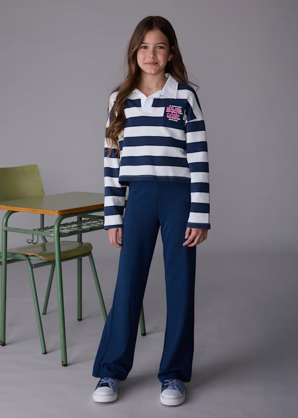 Mayoral Erkek Çocuk Polo Yaka Tshirt Pantolon Takım Çizgili Lacivert