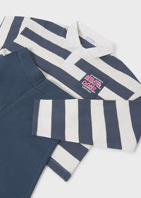 Mayoral Erkek Çocuk Polo Yaka Tshirt Pantolon Takım Çizgili Lacivert