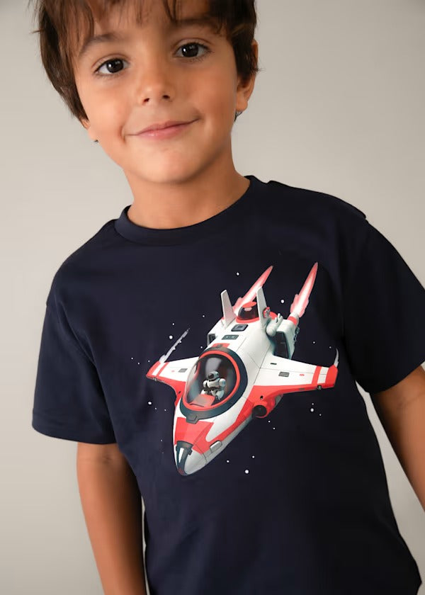 Mayoral Erkek Çocuk Tshirt Lacivert Uzay Gemisi Baskılı