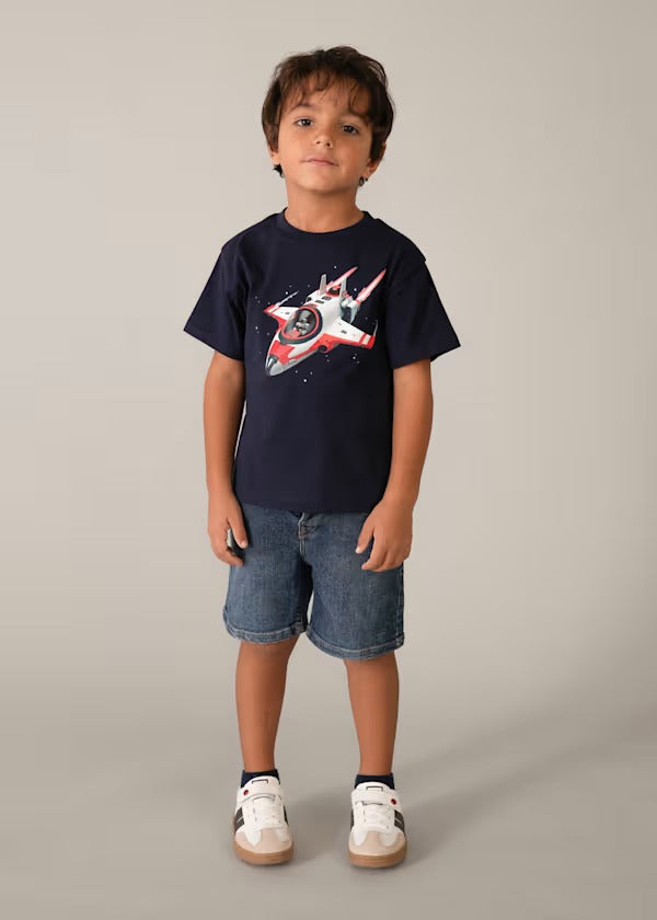 Mayoral Erkek Çocuk Tshirt Lacivert Uzay Gemisi Baskılı