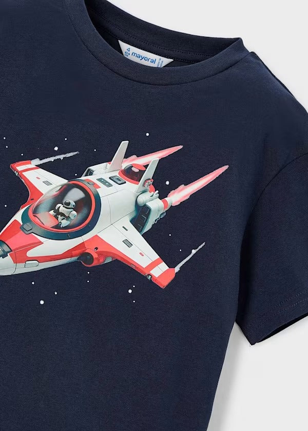 Mayoral Erkek Çocuk Tshirt Lacivert Uzay Gemisi Baskılı