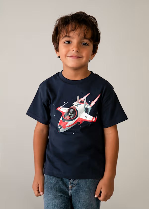 Mayoral Erkek Çocuk Tshirt Lacivert Uzay Gemisi Baskılı
