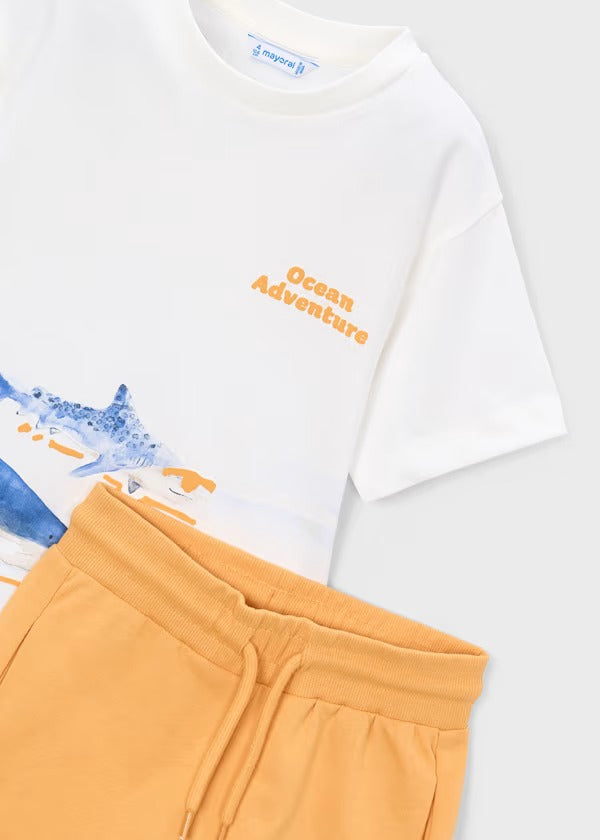 Mayoral Erkek Çocuk Tshirt Şort Takım Turuncu