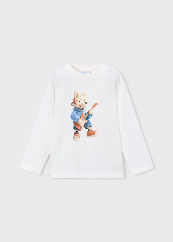 Mayoral Erkek Çocuk Uzun Kol Tshirt Baskılı Beyaz