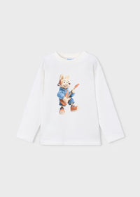 Mayoral Erkek Çocuk Uzun Kol Tshirt Baskılı Beyaz
