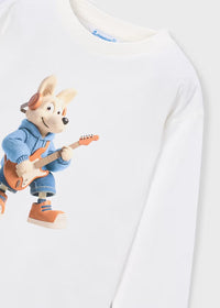 Mayoral Erkek Çocuk Uzun Kol Tshirt Baskılı Beyaz