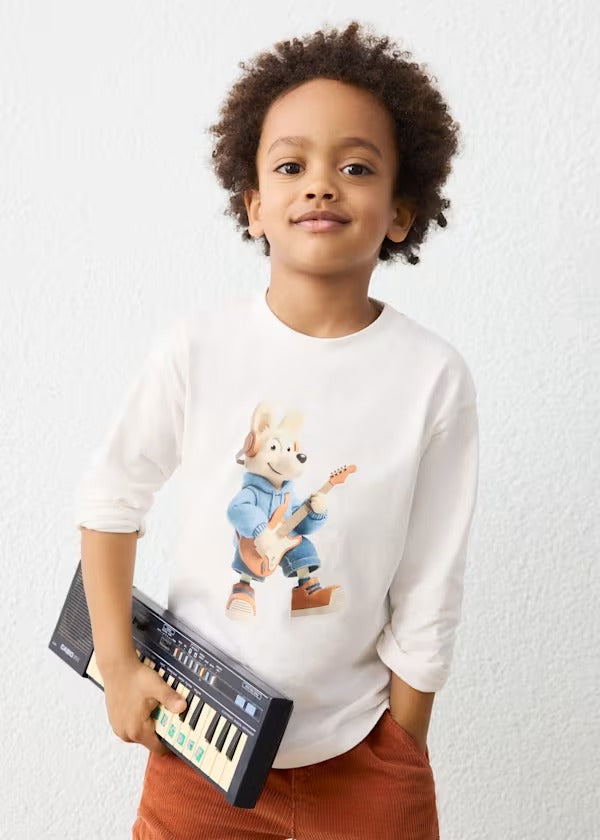 Mayoral Erkek Çocuk Uzun Kol Tshirt Baskılı Beyaz