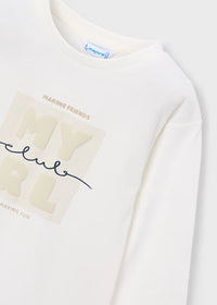 Mayoral Erkek Çocuk Uzun Kol Tshirt Logo Baskılı Beyaz