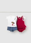 Mayoral Kız Bebek Dörtlü Takım Beyaz Kırmızı