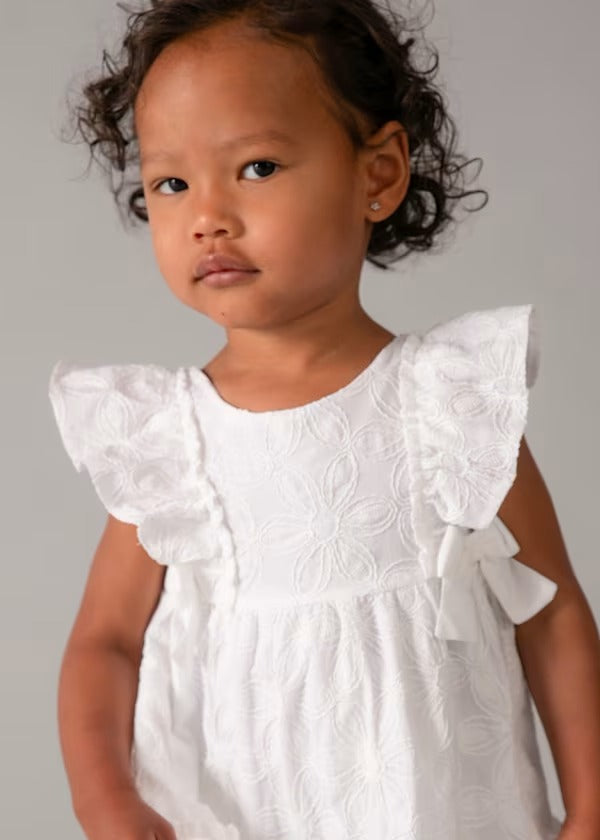 Mayoral Kız Bebek Güpürlü Elbise Beyaz