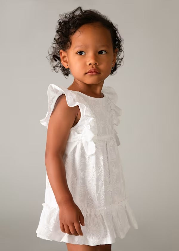 Mayoral Kız Bebek Güpürlü Elbise Beyaz