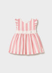 Mayoral Kız Bebek Keten Elbise Çizgili Pembe