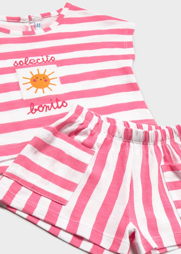 Mayoral Kız Bebek Kısa Kol Takım Çizgili Pembe
