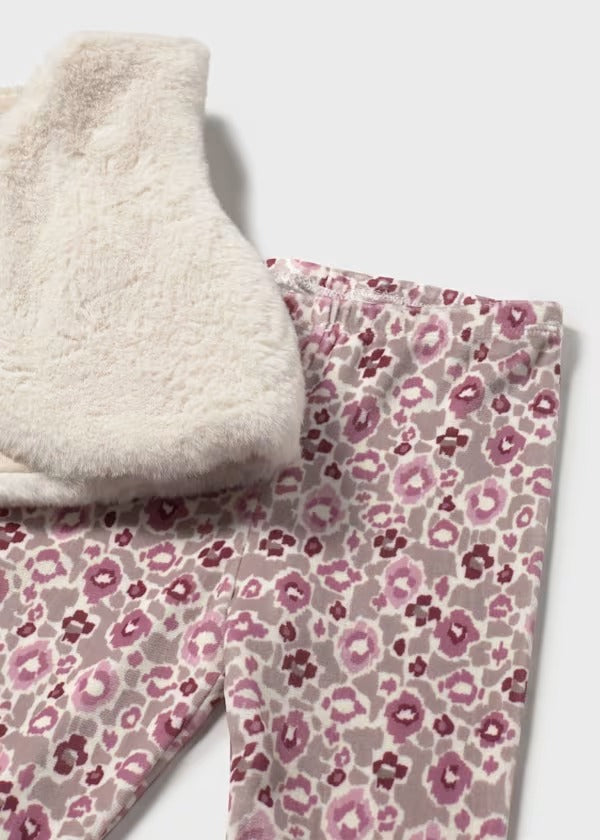 Mayoral Kız Bebek Peluş Yelekli Tayt Takım Krem