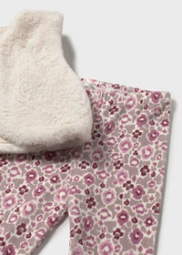 Mayoral Kız Bebek Peluş Yelekli Tayt Takım Krem