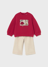 Mayoral Kız Bebek Sweatshirt Pantolon Takım Kırmızı