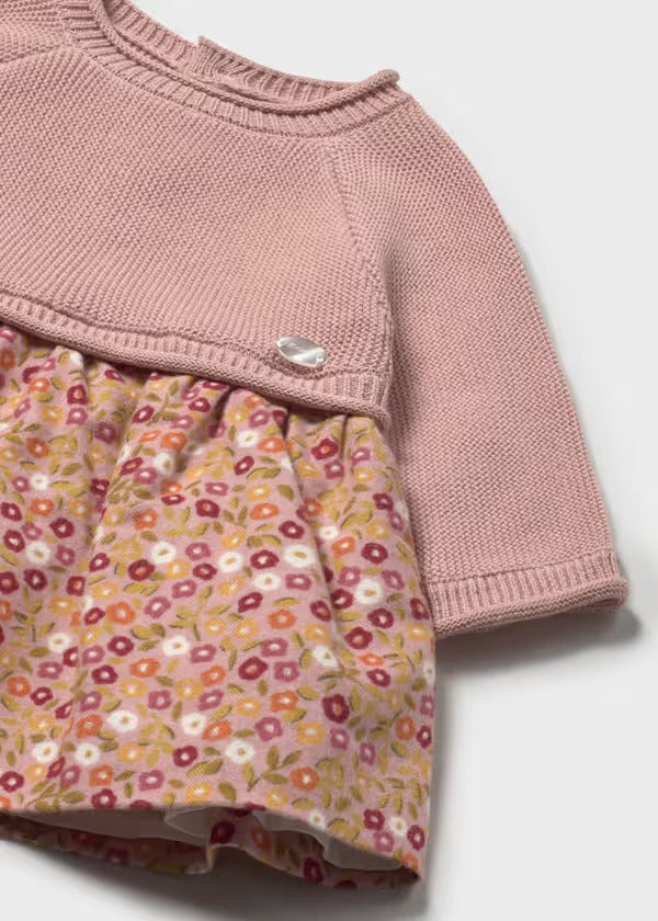 Mayoral Kız Bebek Triko Elbise Çiçekli Pembe