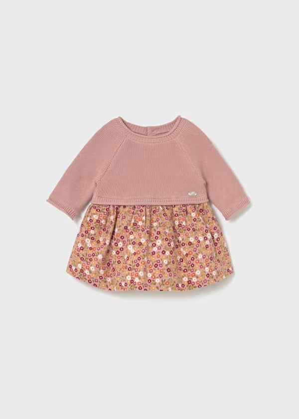 Mayoral Kız Bebek Triko Elbise Çiçekli Pembe