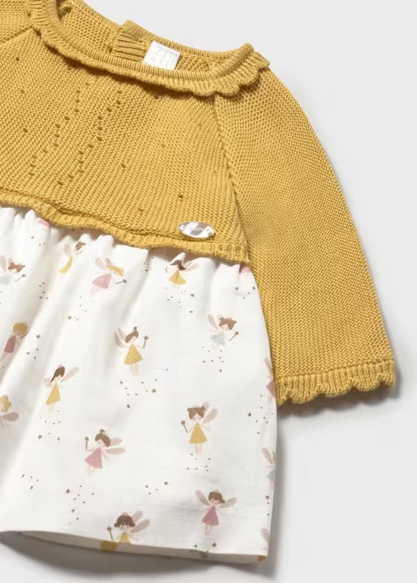 Mayoral Kız Bebek Triko Elbise Çiçekli Sarı