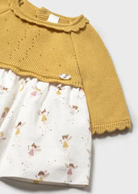 Mayoral Kız Bebek Triko Elbise Çiçekli Sarı