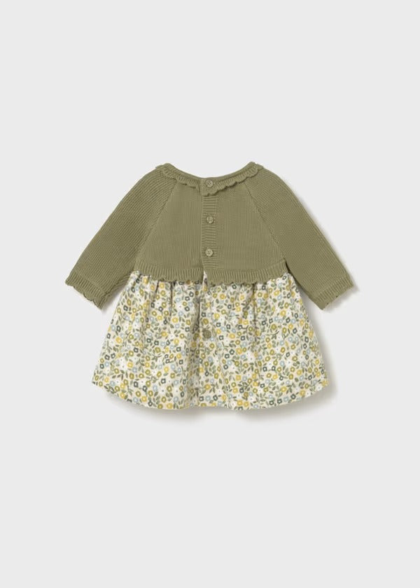Mayoral Kız Bebek Triko Elbise Çiçekli Yeşil