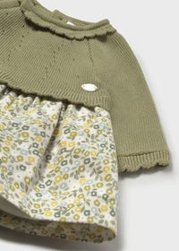 Mayoral Kız Bebek Triko Elbise Çiçekli Yeşil