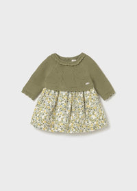 Mayoral Kız Bebek Triko Elbise Çiçekli Yeşil