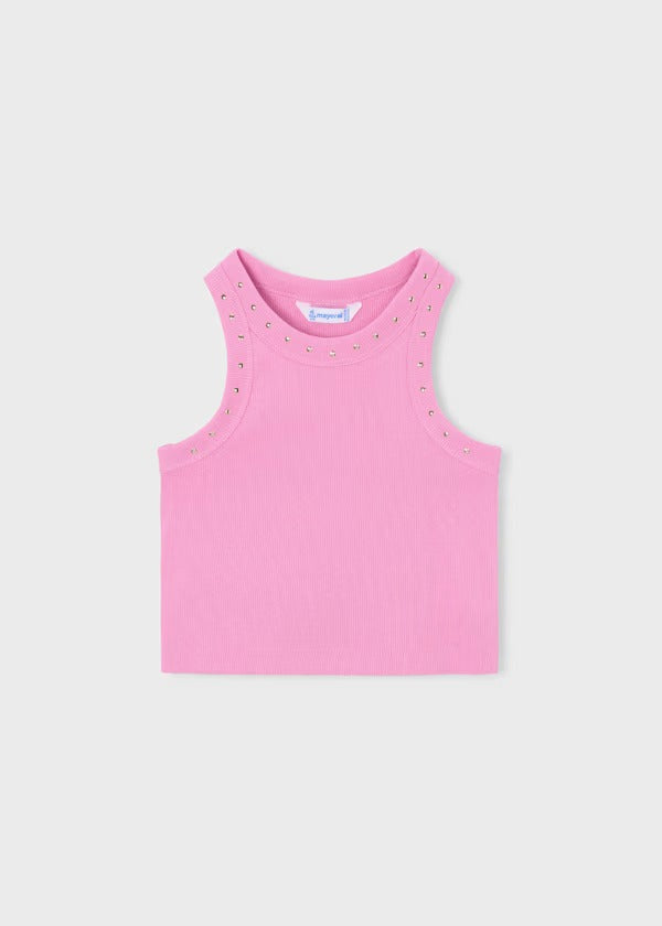 Mayoral Kız Çocuk Fitilli Crop Top Taş Detaylı Pembe