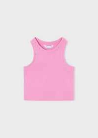 Mayoral Kız Çocuk Fitilli Crop Top Taş Detaylı Pembe