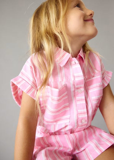 Mayoral Kız Çocuk Gömlek Şort Takım Pembe Çizgili