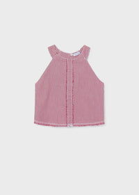 Mayoral Kız Çocuk Halter Yaka Denim Bluz Kırmızı