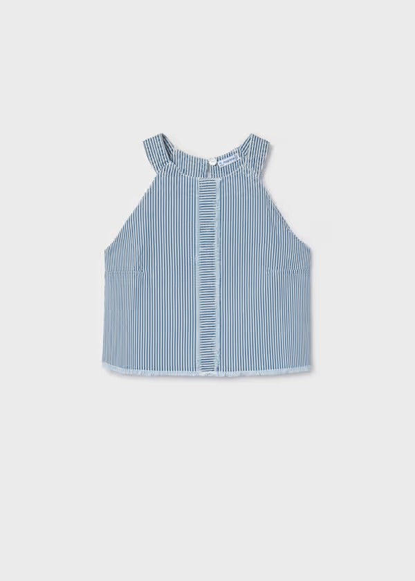 Mayoral Kız Çocuk Halter Yaka Denim Bluz Mavi