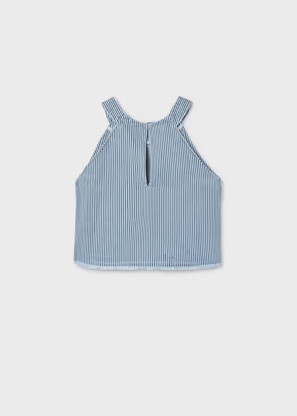 Mayoral Kız Çocuk Halter Yaka Denim Bluz Mavi