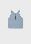 Mayoral Kız Çocuk Halter Yaka Denim Bluz Mavi