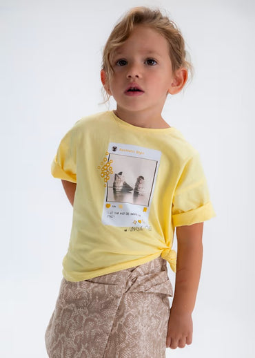 Mayoral Kız Çocuk Kısa Kol Tshirt Açık Sarı
