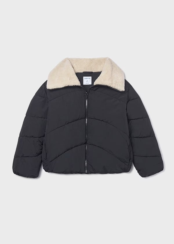Mayoral Kız Çocuk Kürklü Anorak Mont Siyah