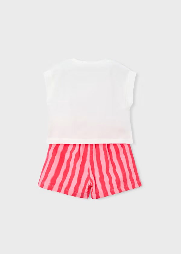Mayoral Kız Çocuk Ovirsize Tshirt Şort Takım Pembe