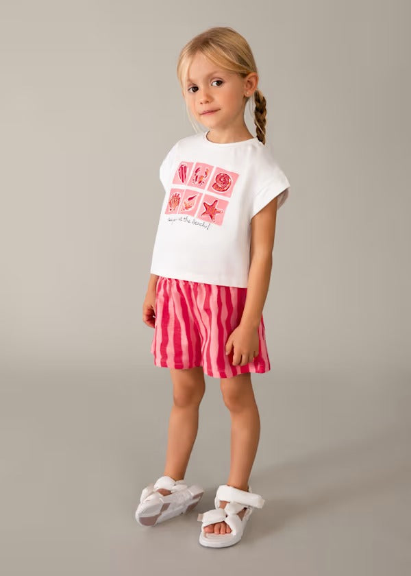 Mayoral Kız Çocuk Ovirsize Tshirt Şort Takım Pembe