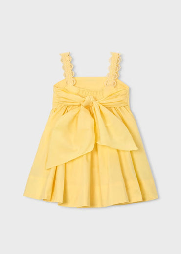 Mayoral Kız Çocuk Saten Elbise Sarı