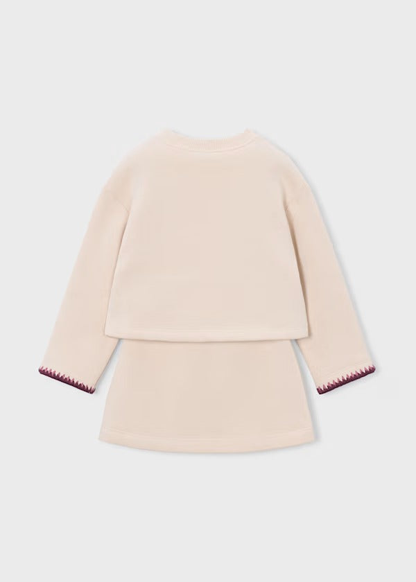 Mayoral Kız Çocuk Sweatshirt Etek Takım Krem
