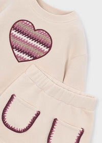 Mayoral Kız Çocuk Sweatshirt Etek Takım Krem