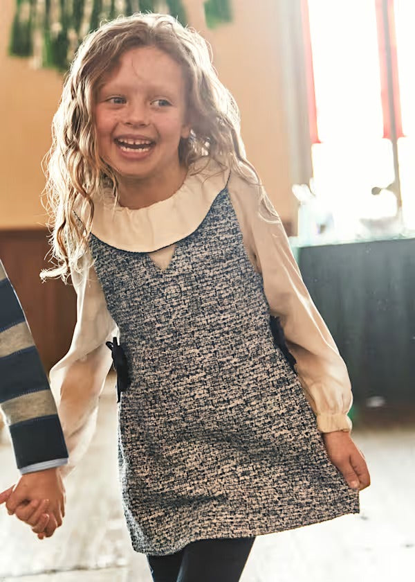 Mayoral Kız Çocuk Tüvit Salopet Elbise Mavi