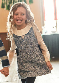 Mayoral Kız Çocuk Tüvit Salopet Elbise Mavi