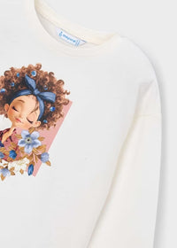 Mayoral Kız Çocuk Uzun Kol Tshirt Ekru