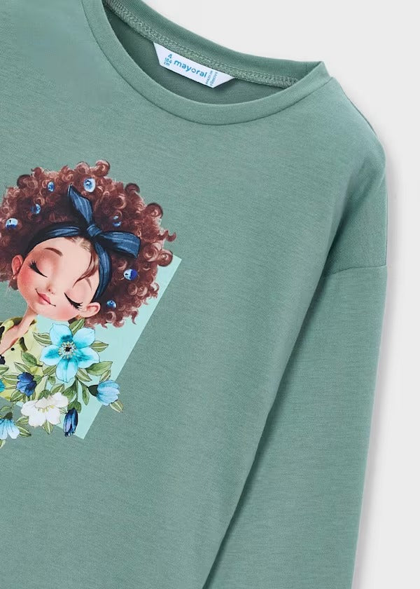 Mayoral Kız Çocuk Uzun Kol Tshirt Mint