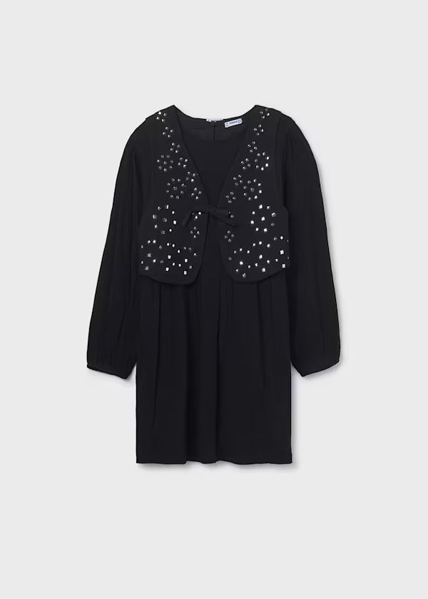 Mayoral Kız Çocuk Yelekli Elbise Siyah