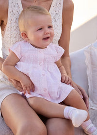 Mayoral Yenidoğan Elbise Keten Pembe