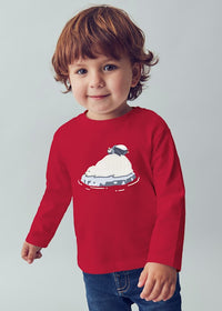 Mayoral Erkek Bebek Uzun Kol Tshirt Kırmızı Penguen Baskılı