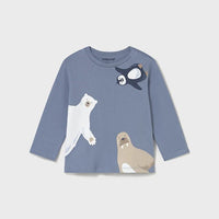 Mayoral Erkek Bebek Uzun Kol Tshirt Mavi Baskılı
